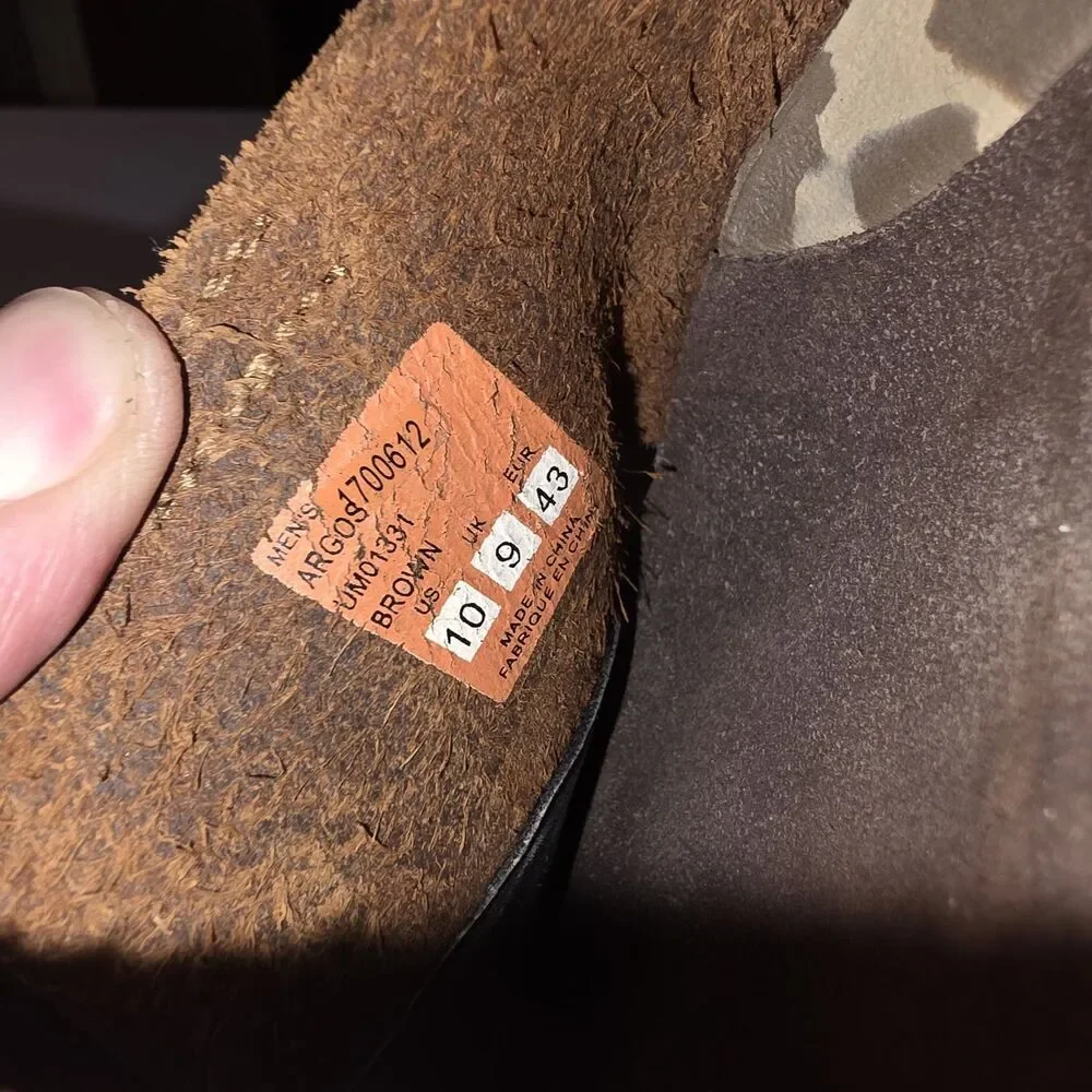 CUSHE ARGOS Sz 10 Brown Distressed Leather Beach Casual Logo Slides Sandals